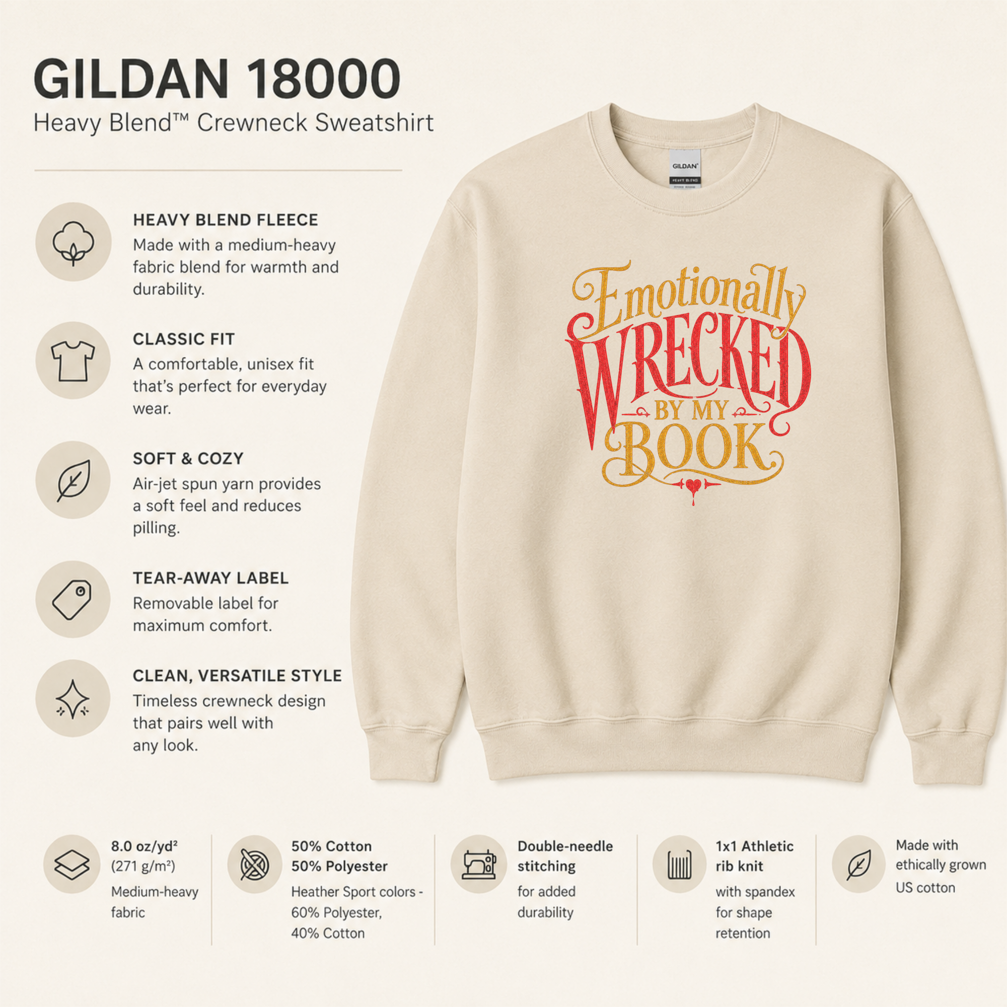 Emotionally Wrecked by My Book Sweatshirt, Book Lover Crewneck, Reader Gift, Literary Sweatshirt, Cozy Reading Pullover, Bookish Gift