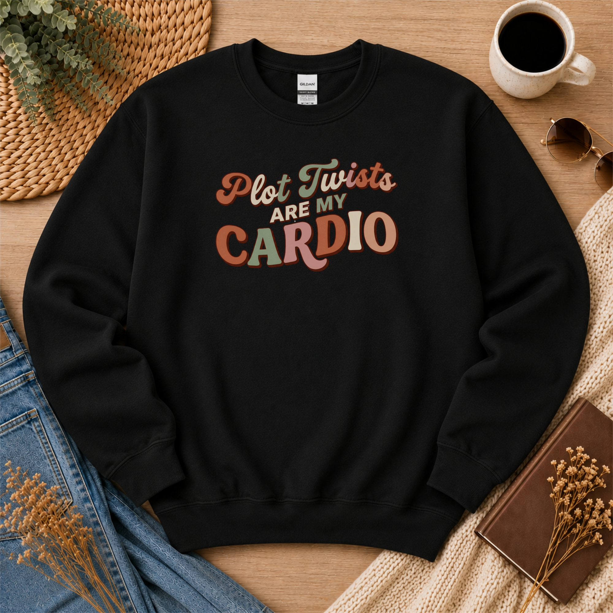 Plot Twists Are My Cardio Sweatshirt, Funny Book Lover Gift, Thriller Reader Crewneck, Reading Sweatshirt