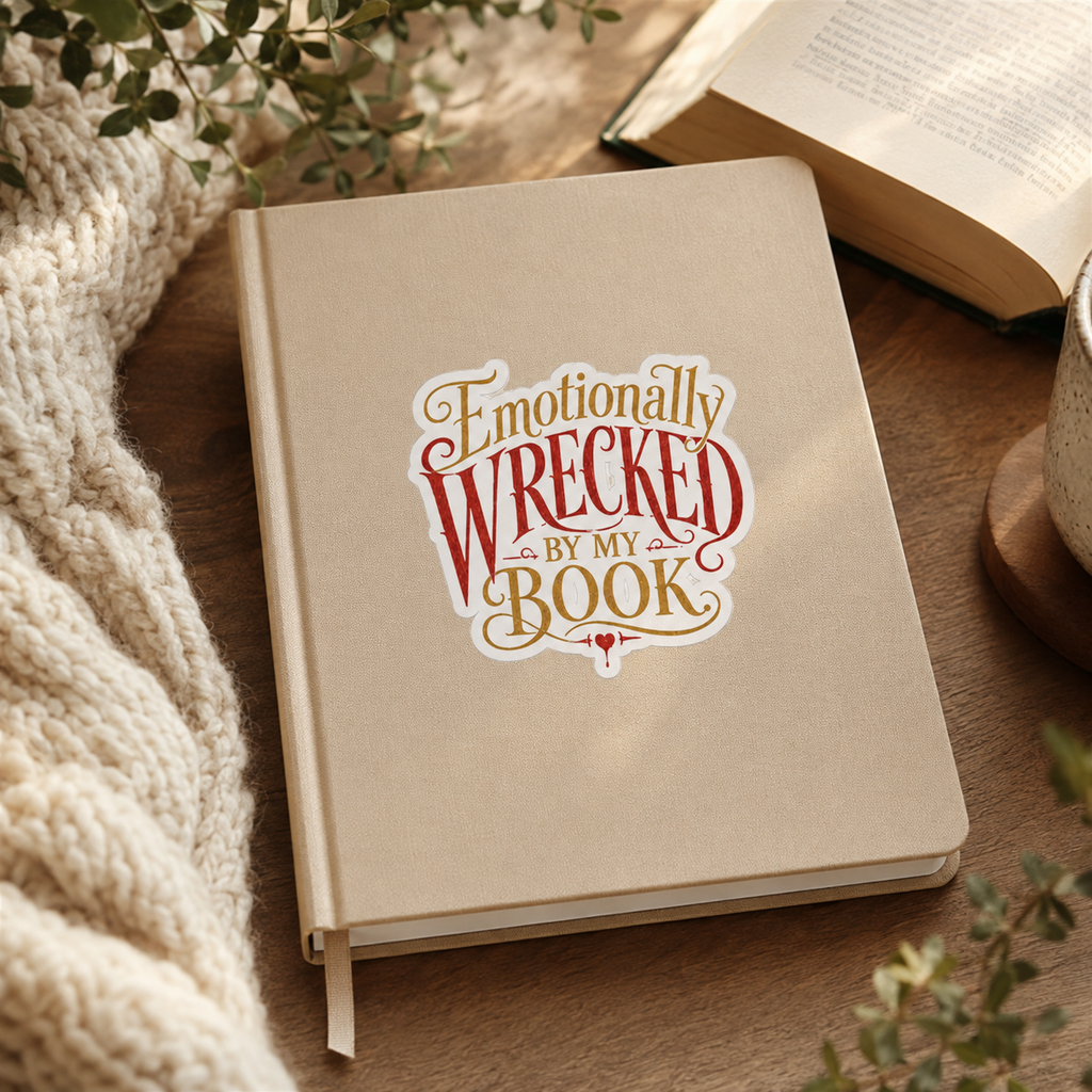 Emotionally Wrecked by My Book Sticker, Book Lover Decal, Literary Reader Gift, Reading Journal, Kindle and Laptop Decor, Bookish Sticker