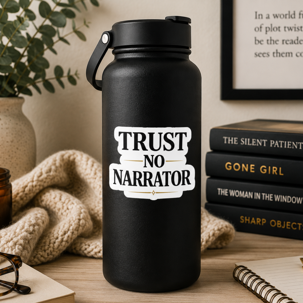 Trust No Narrator Sticker, Psychological Thriller Reader Gift, Mystery Book Lover Vinyl Sticker, Laptop Kindle Journal Decal