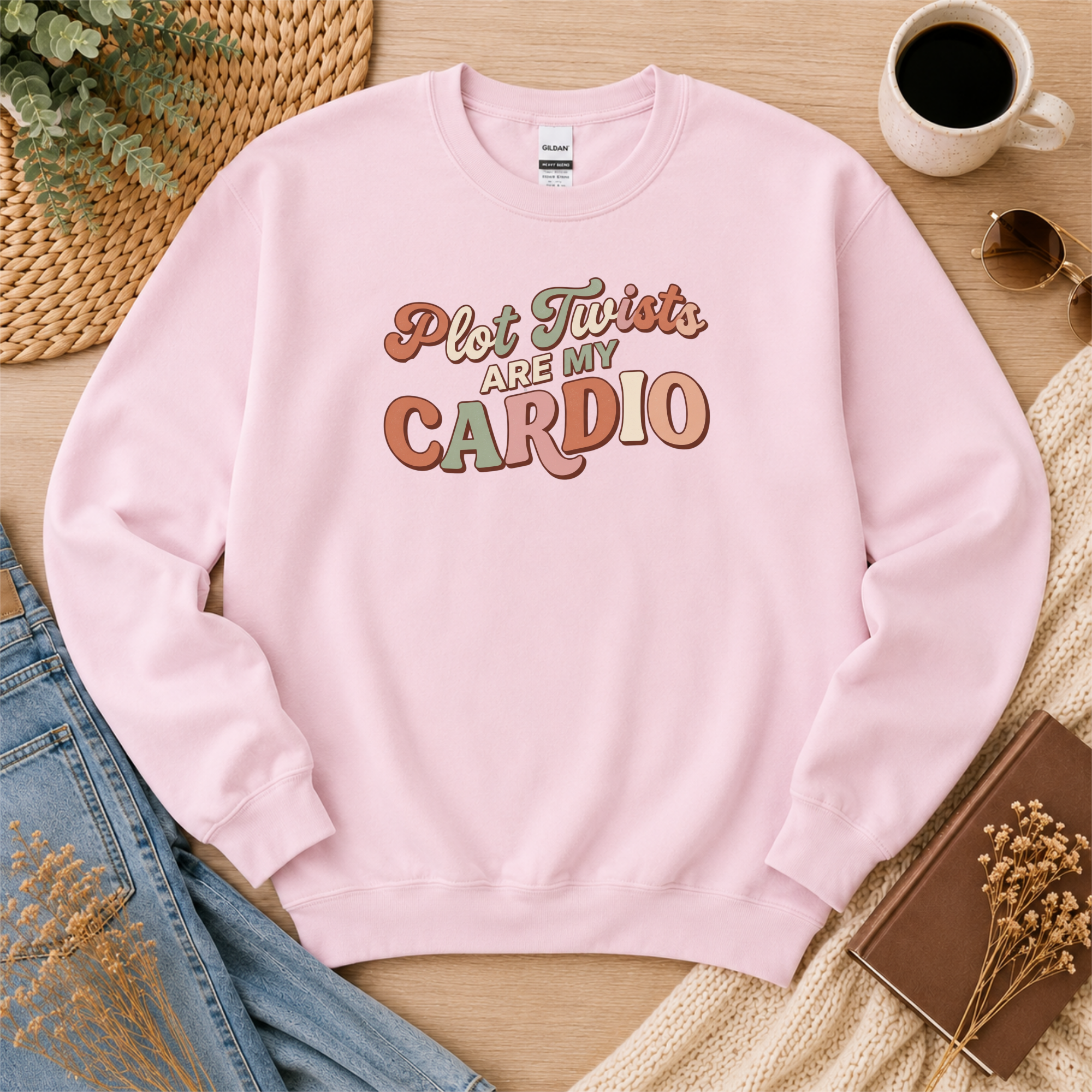 Plot Twists Are My Cardio Sweatshirt, Funny Book Lover Gift, Thriller Reader Crewneck, Reading Sweatshirt