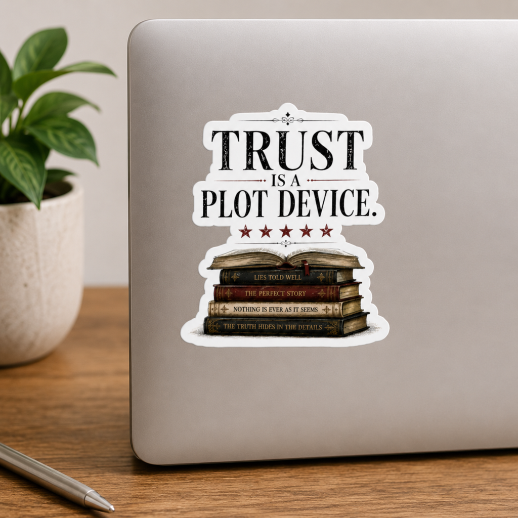 Trust Is a Plot Device Sticker, Mystery Reader Sticker, Psychological Thriller Book Lover Gift, Book Stack Vinyl Decal, Kindle Sticker