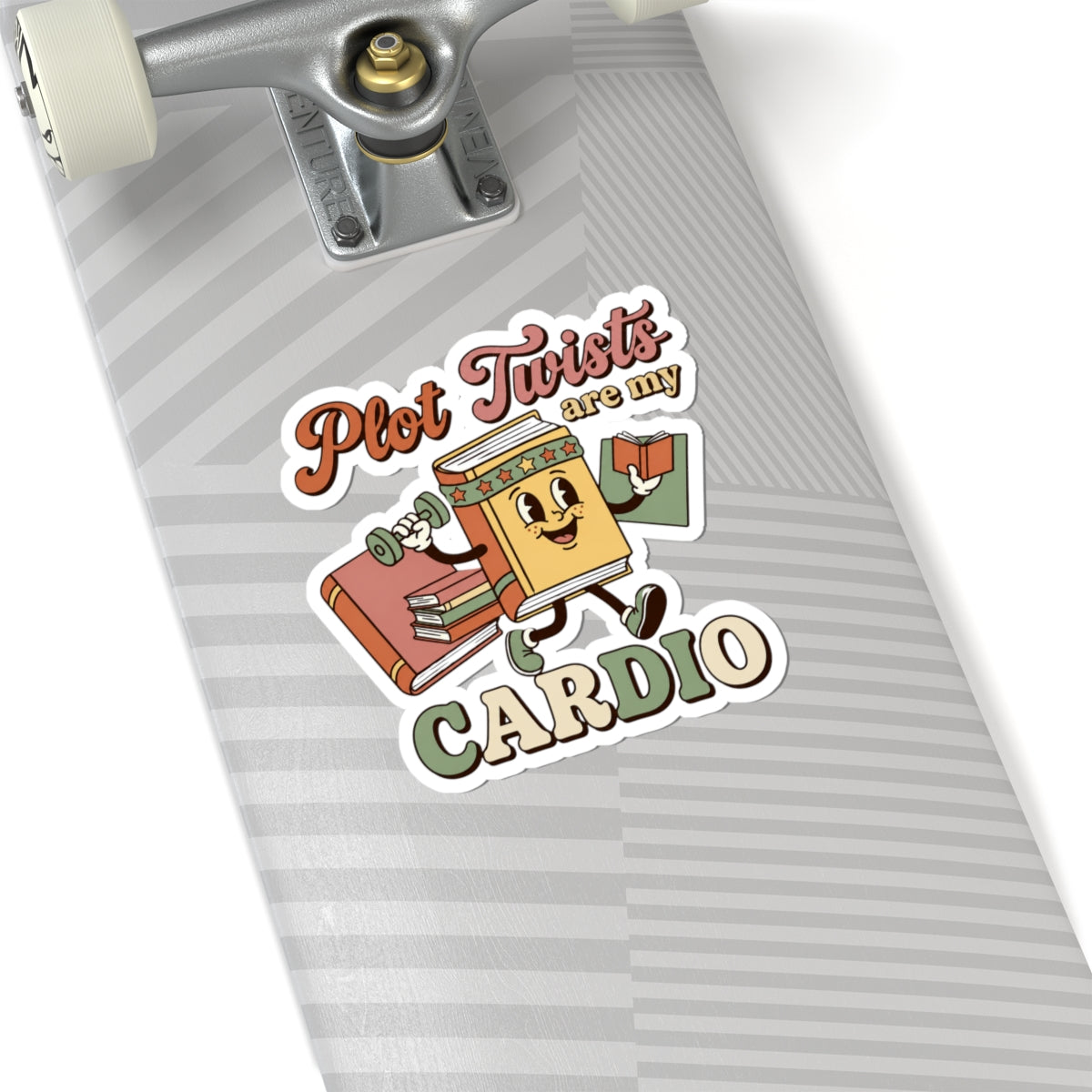 Plot Twists Are My Cardio Sticker | Funny Book Lover Sticker | Bookish Retro Groovy Reader Gift | Waterproof Kindle Laptop Sticker