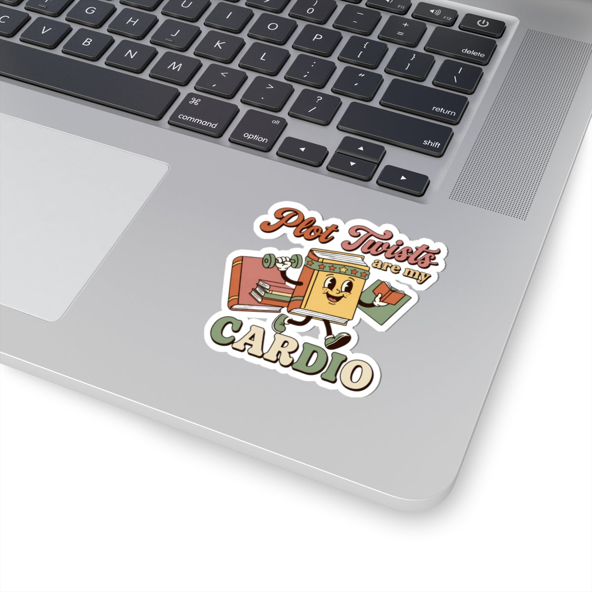 Plot Twists Are My Cardio Glossy Sticker - Retro Book Lover Gift, Funny Bookish Sticker, Planner, Water Bottle & Laptop Sticker
