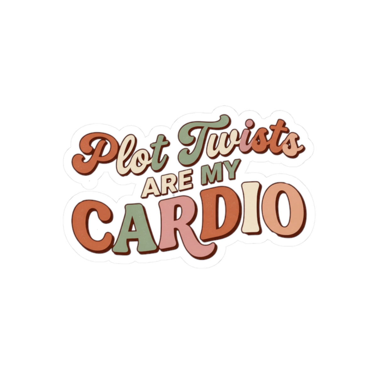 Plot Twists Are My Cardio Sticker, Book Lover Decal, Literary Reader Gift, Bookish Journal Decor, Laptop and Kindle Sticker, Reader Gift
