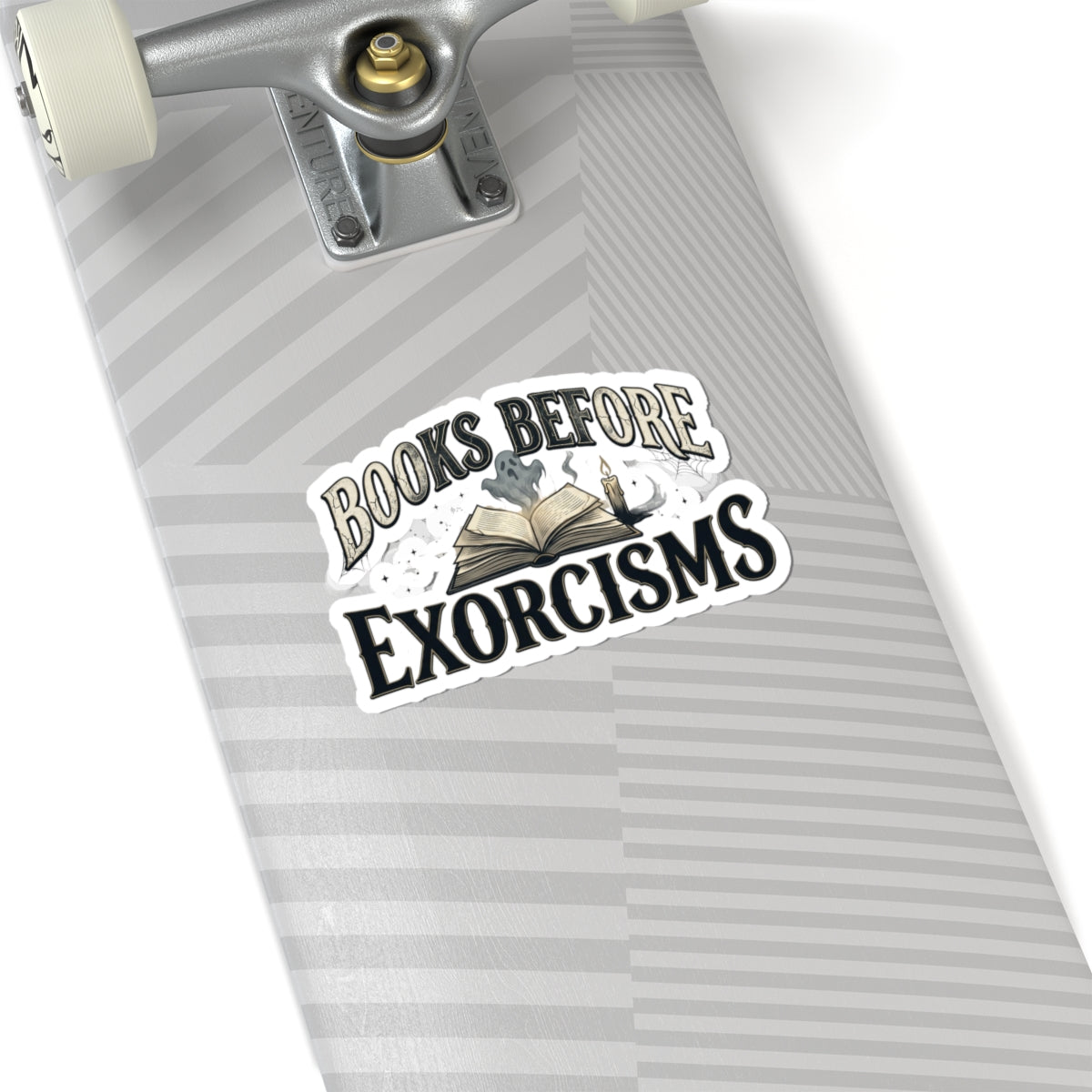 Books Before Exorcisms Sticker Gothic Bookish Spooky Ghost Reader Halloween Book Lover Decal Dark Academia Horror Laptop Water Bottle Sticker