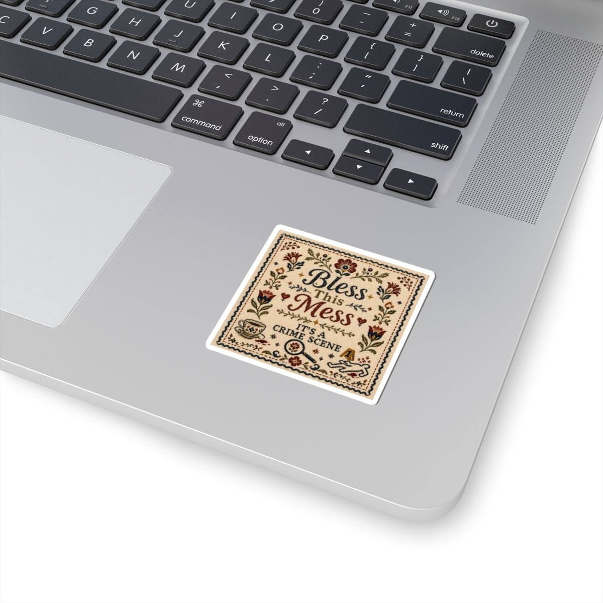 Bless This Mess True Crime Themed Glossy Sticker, Book Lover Gift, Water Bottle Sticker, Laptop Sticker