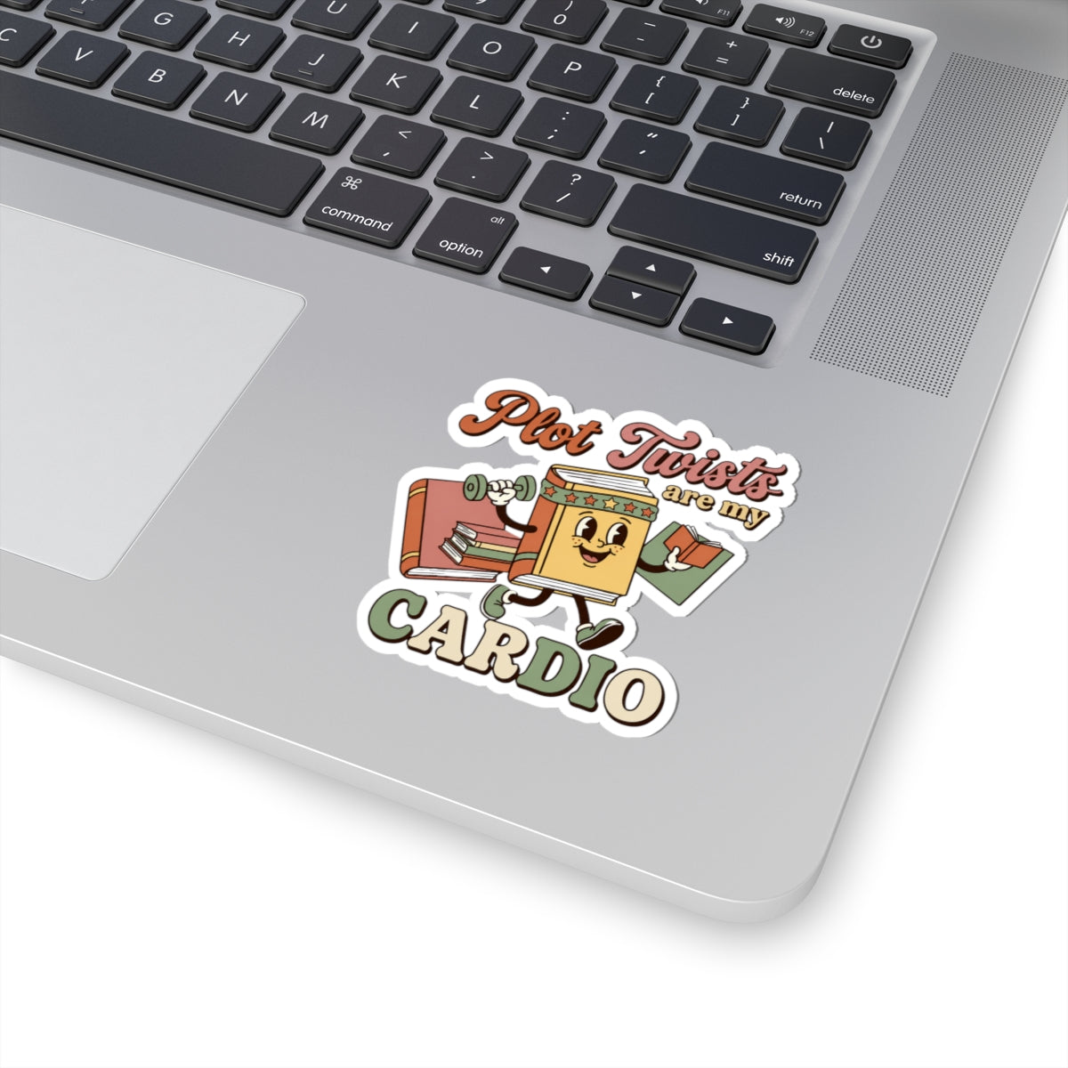 Plot Twists Are My Cardio Sticker | Funny Book Lover Sticker | Bookish Retro Groovy Reader Gift | Waterproof Kindle Laptop Sticker