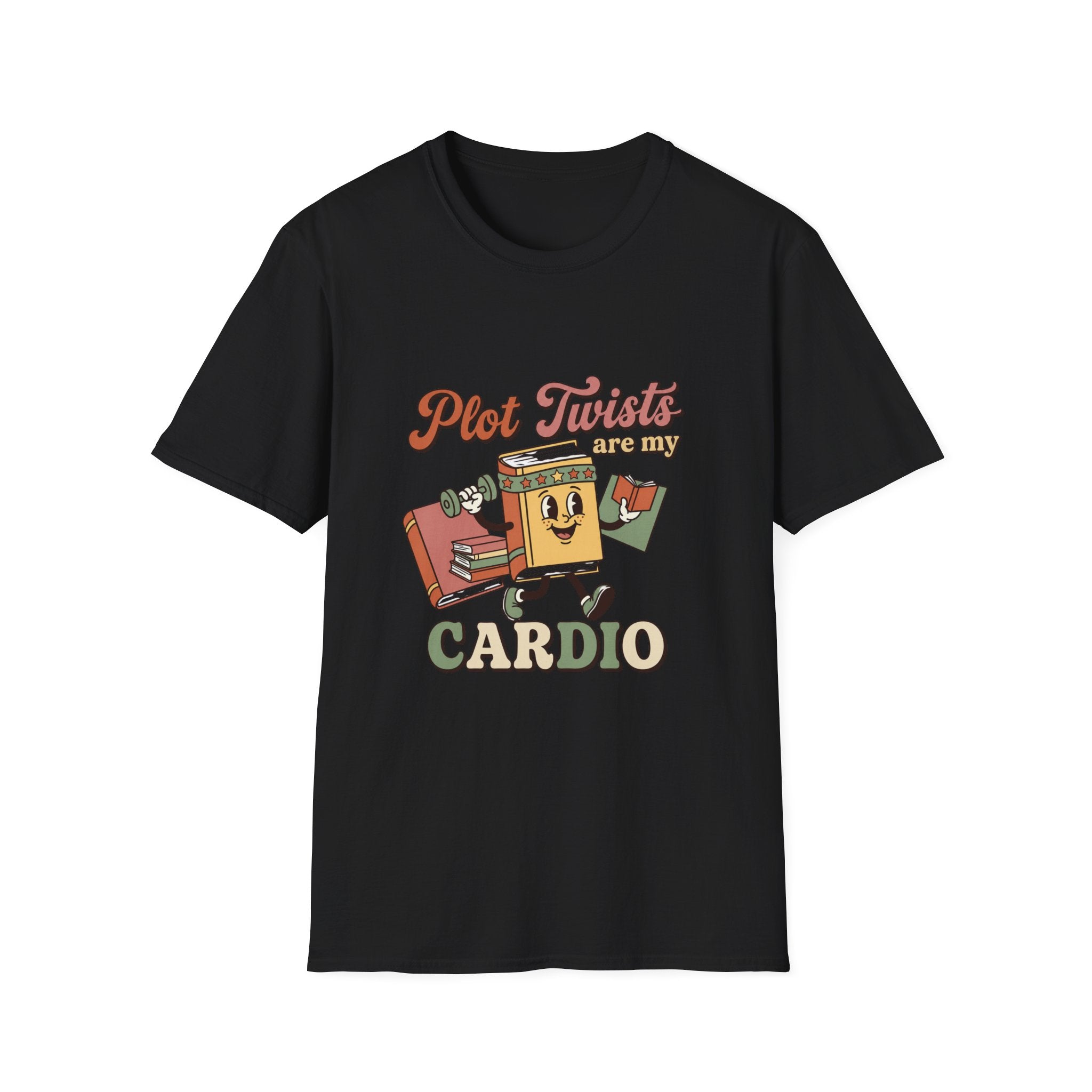 Plot Twists Cardio T-Shirt | Funny BookTok Reader Tee | Book Lover Gift | Retro Groovy Bookworm Book Club Shirt