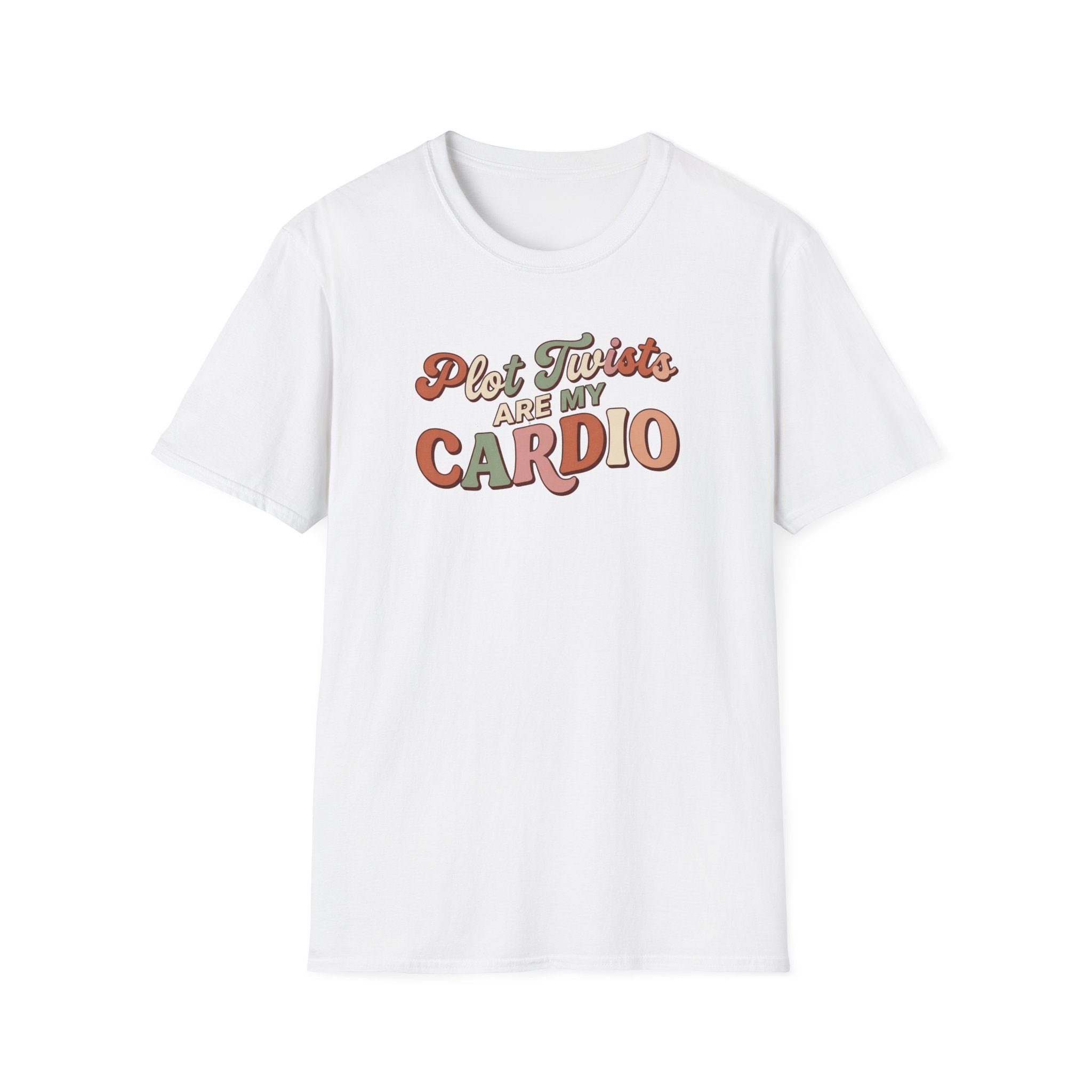 Plot Twists Are My Cardio Tshirt Retro Book Lover Tee Funny Bookish Reader Shirt Groovy Thriller Mystery Reading Gift Bookworm Boho Bibliophile