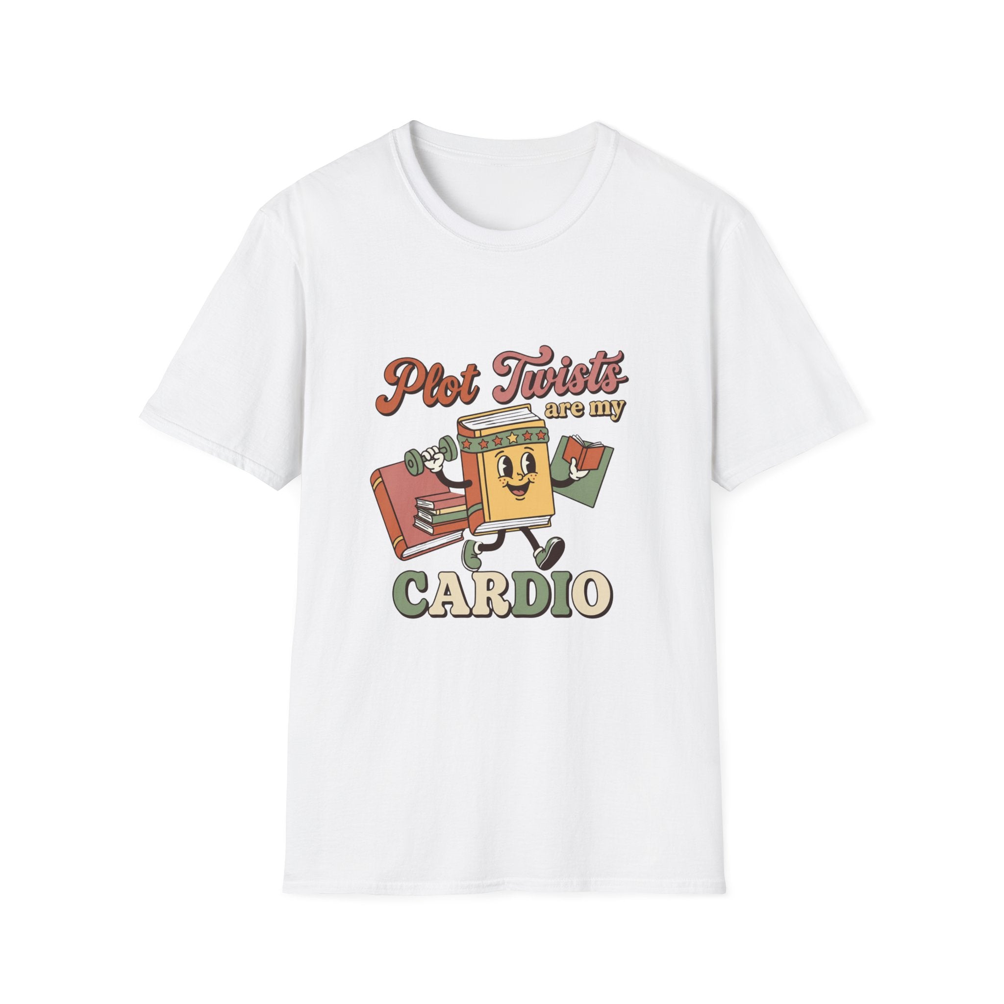 Plot Twists Cardio T-Shirt | Funny BookTok Reader Tee | Book Lover Gift | Retro Groovy Bookworm Book Club Shirt