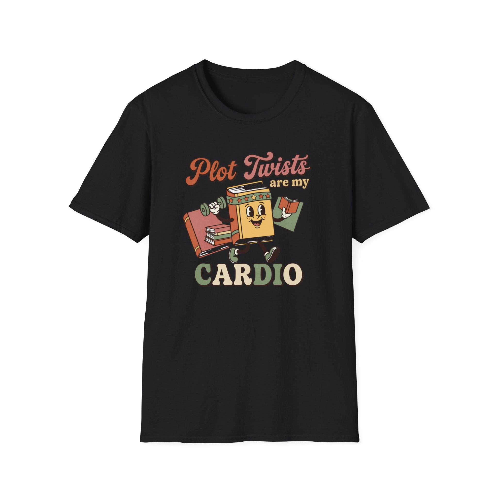 Plot Twists Cardio T-Shirt | Funny BookTok Reader Tee | Book Lover Gift | Retro Groovy Bookworm Book Club Shirt