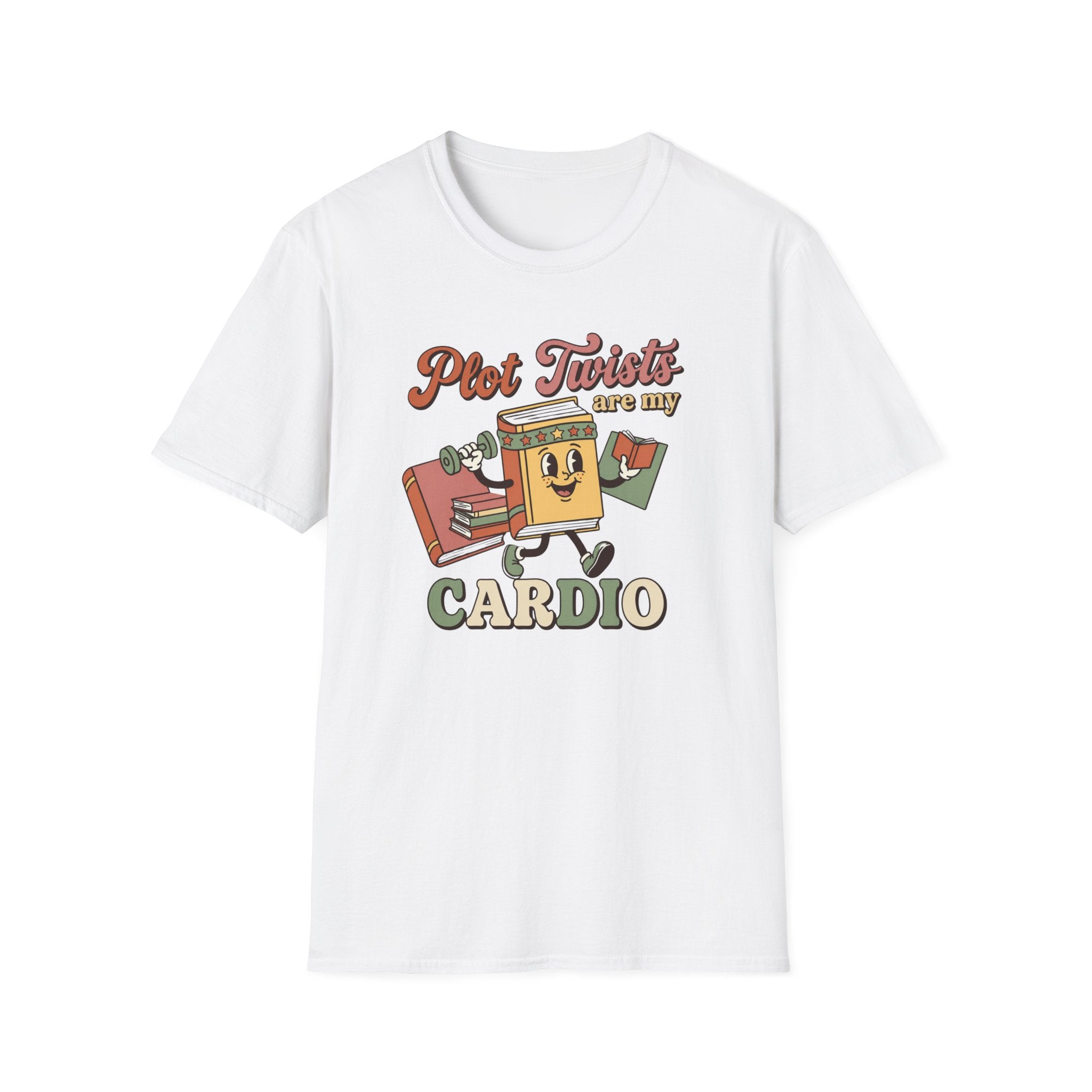 Plot Twists Cardio T-Shirt | Funny BookTok Reader Tee | Book Lover Gift | Retro Groovy Bookworm Book Club Shirt